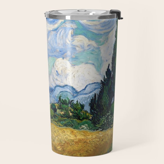 Wheat Field with Cypresses by Vincent van Gogh Travel Mug Gallery Image 2