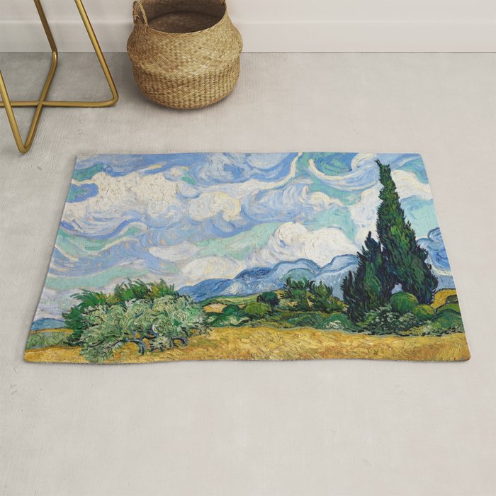 Wheat Field with Cypresses by Vincent van Gogh Rug Gallery Image 1