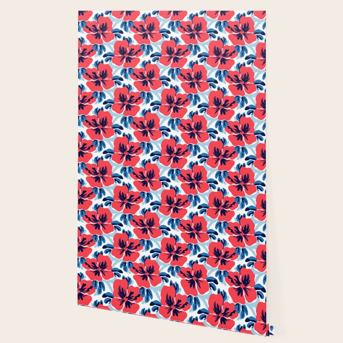 Tropical hibiscus summer flower art pattern Wallpaper Gallery Image 2