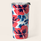 Tropical hibiscus summer flower art pattern Travel Mug Gallery Image 2