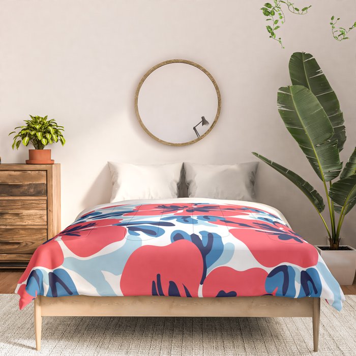 Tropical hibiscus summer flower art pattern Comforter Gallery Image 3