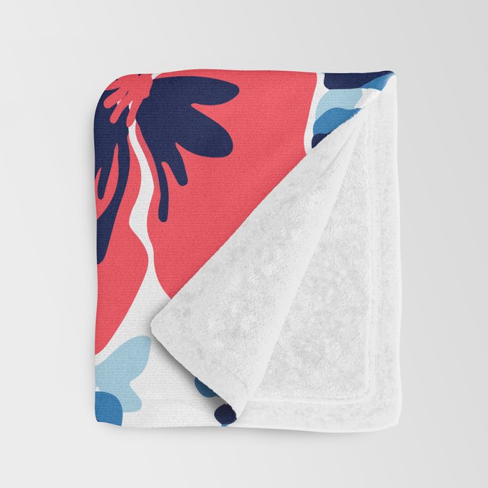 Tropical hibiscus summer flower art pattern Throw Blanket Gallery Image 3