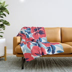 Tropical hibiscus summer flower art pattern Throw Blanket Gallery Image 1