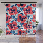Tropical hibiscus summer flower art pattern Wall Mural Gallery Image 1