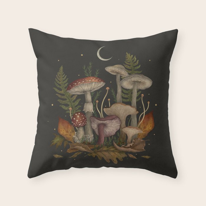 Autumn Mushrooms Throw Pillow Gallery Image 6