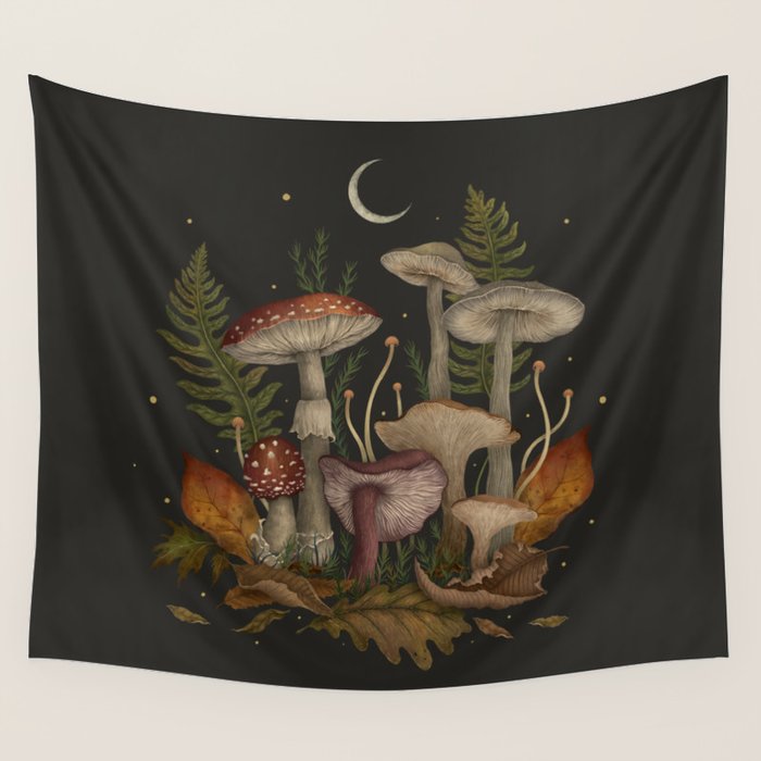 Autumn Mushrooms Wall Tapestry Gallery Image 1