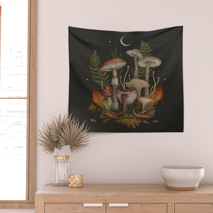 Autumn Mushrooms Wall Tapestry Gallery Image 2