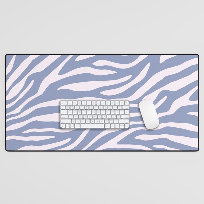 Blue Zebra Animal Print Desk Mat Gallery Image 1