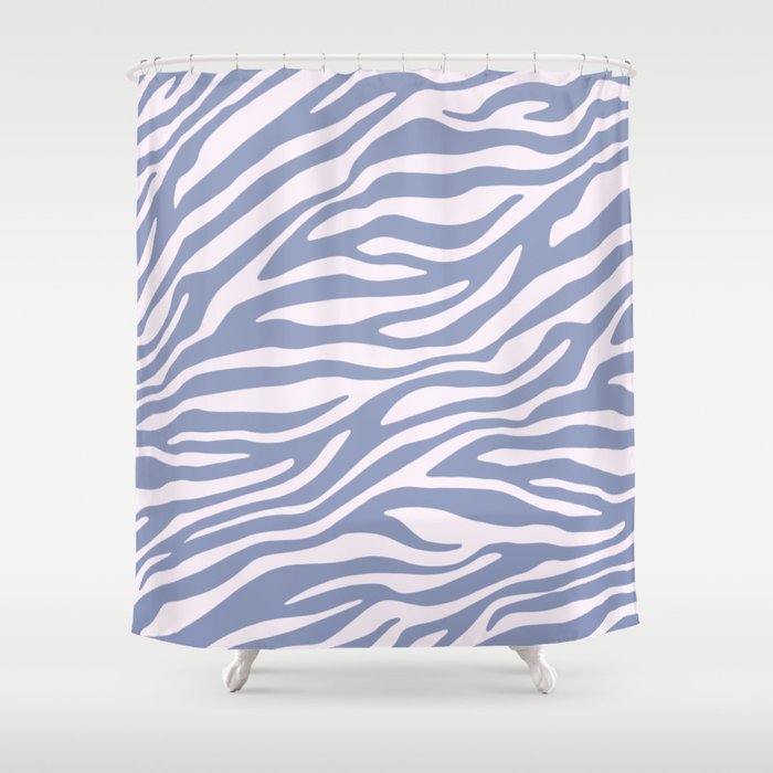 Blue Zebra Animal Print Shower Curtain Gallery Image 1