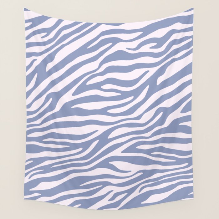 Blue Zebra Animal Print Wall Tapestry Gallery Image 4
