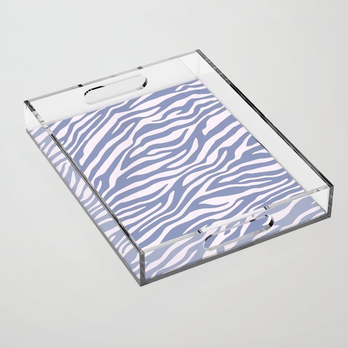 Blue Zebra Animal Print Acrylic Tray Gallery Image 1