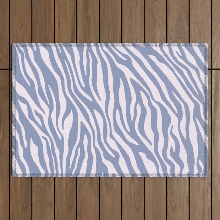 Blue Zebra Animal Print Outdoor Rug Gallery Image 1