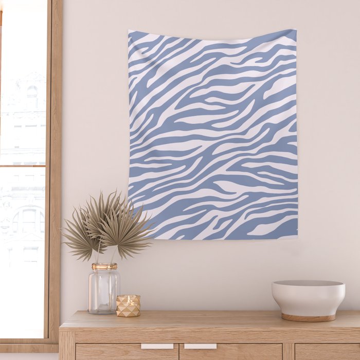 Blue Zebra Animal Print Wall Tapestry Gallery Image 2