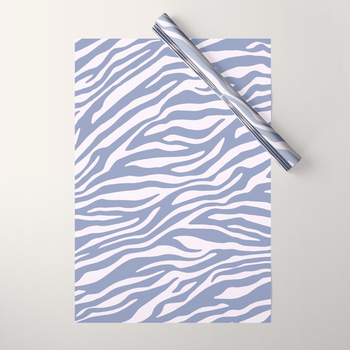 Blue Zebra Animal Print Wrapping Paper Gallery Image 1