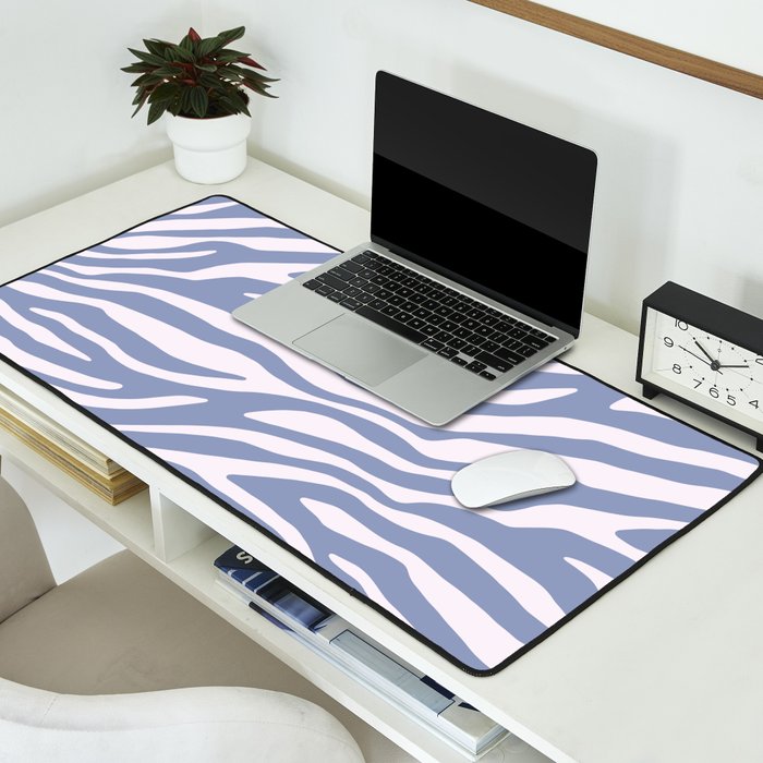 Blue Zebra Animal Print Desk Mat Gallery Image 2