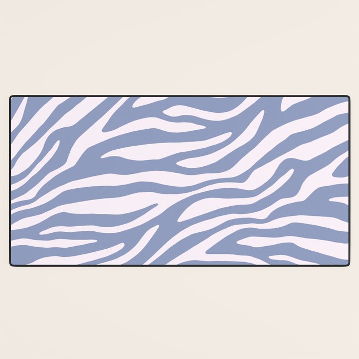 Blue Zebra Animal Print Desk Mat Gallery Image 3