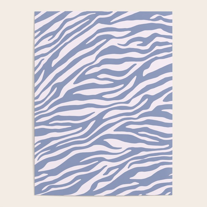 Blue Zebra Animal Print Poster Gallery Image 1