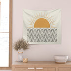 Sunrise Ocean -  Mid Century Modern Style Wall Tapestry Gallery Image 2