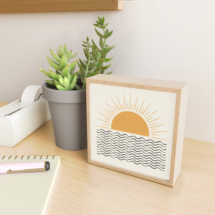 Sunrise Ocean -  Mid Century Modern Style Mini Art Print Gallery Image 2