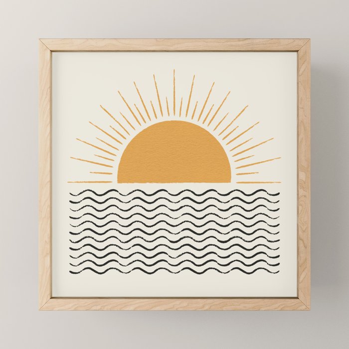 Sunrise Ocean -  Mid Century Modern Style Mini Art Print Gallery Image 1