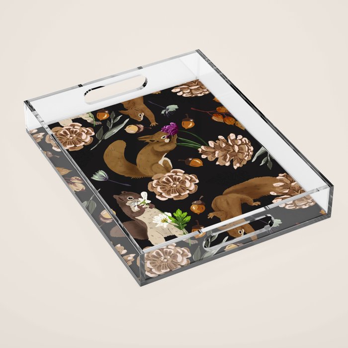 Squirrel flowering dark meadow Acrylic Tray Gallery Image 1
