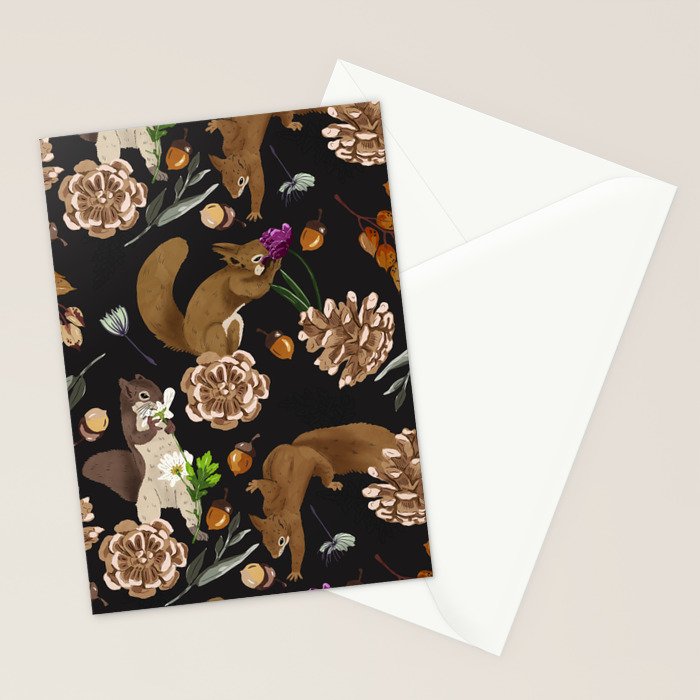Squirrel flowering dark meadow Stationery Card Gallery Image 2