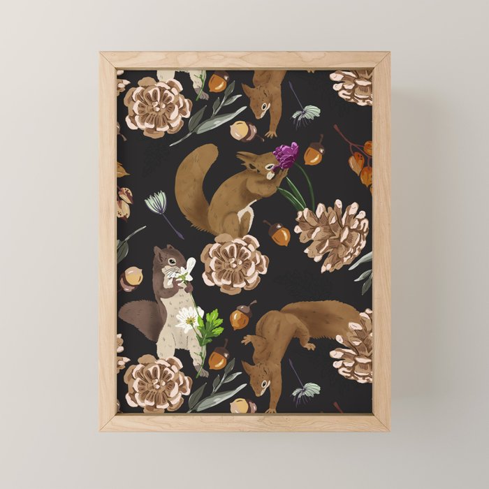 Squirrel flowering dark meadow Mini Art Print Gallery Image 1