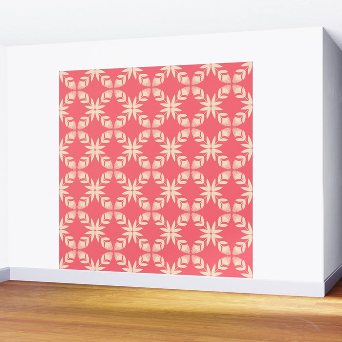 Florals In Coral Wall Mural Gallery Image 2