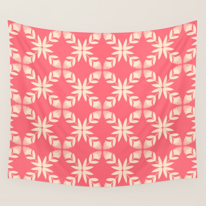 Florals In Coral Wall Tapestry Gallery Image 4