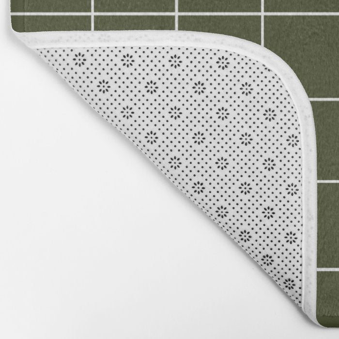 Grid (Olive Green) Bath Mat Gallery Image 2