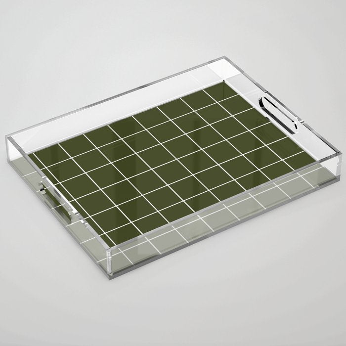 Grid (Olive Green) Acrylic Tray Gallery Image 1