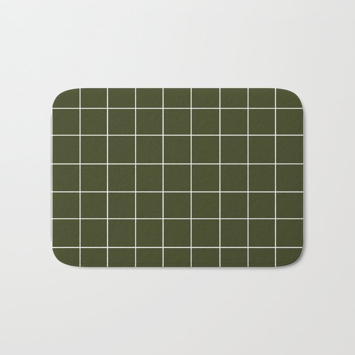 Grid (Olive Green) Bath Mat Gallery Image 1