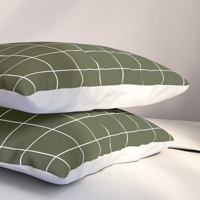 Grid (Olive Green) Pillow Sham Gallery Image 3