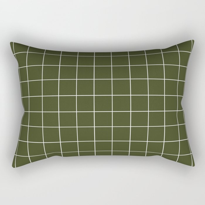 Grid (Olive Green) Rectangular Pillow Gallery Image 1