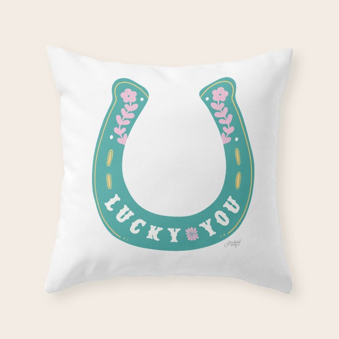 Lucky You Horse Shoe Throw Pillow Gallery Image 1