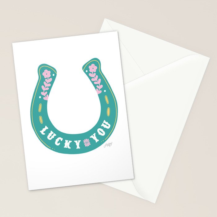 Lucky You Horse Shoe Stationery Card Gallery Image 2