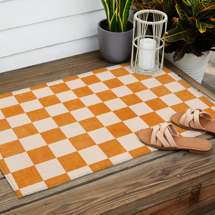 CHECKER - 001 - Tangerine Outdoor Rug Gallery Image 2