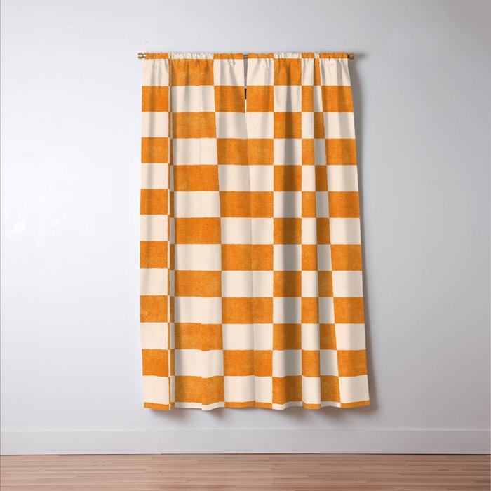 CHECKER - 001 - Tangerine Window Curtain Gallery Image 3
