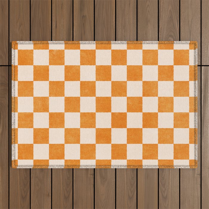 CHECKER - 001 - Tangerine Outdoor Rug Gallery Image 1