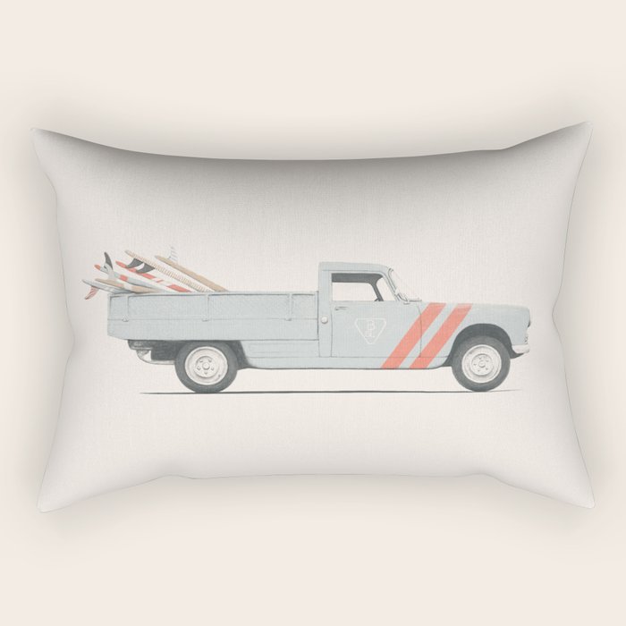 Surfboard Pick Up Van Rectangular Pillow Gallery Image 1
