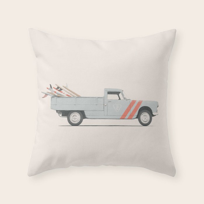 Surfboard Pick Up Van Throw Pillow Gallery Image 1