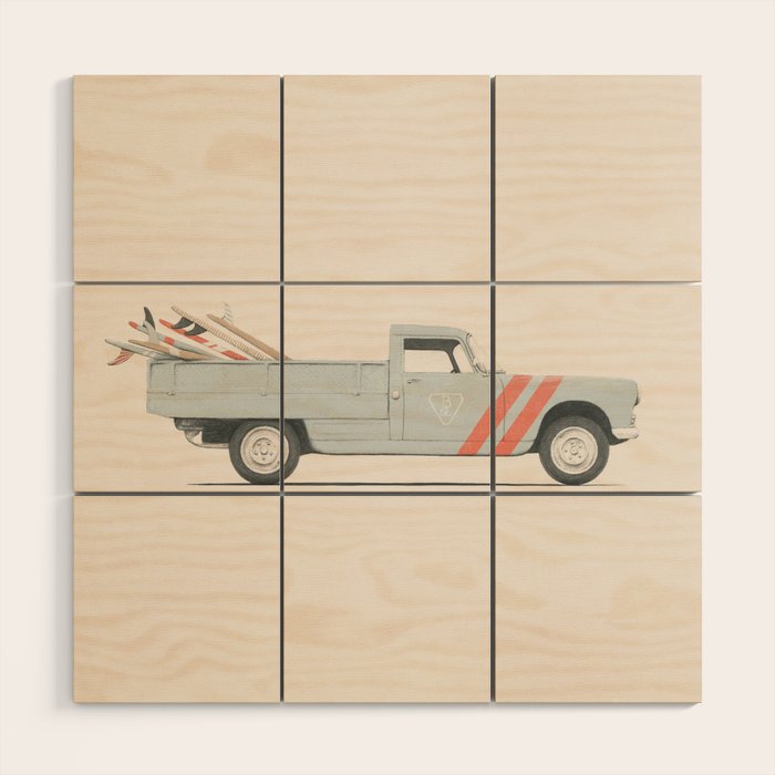 Surfboard Pick Up Van Wood Wall Art Gallery Image 1