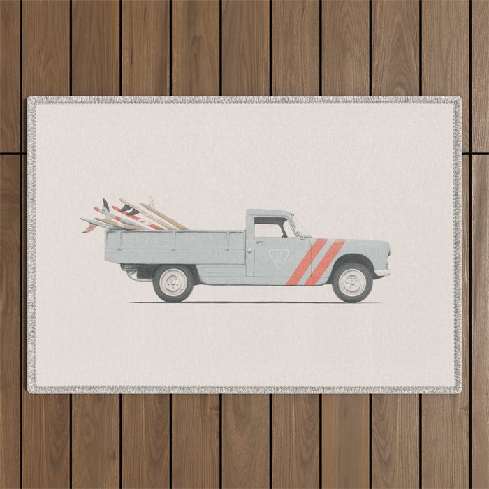 Surfboard Pick Up Van Outdoor Rug Gallery Image 1
