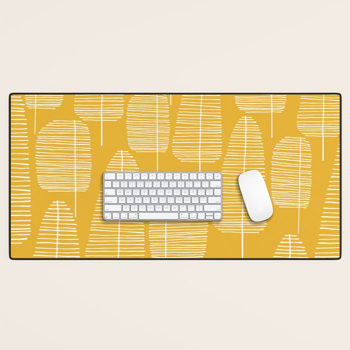 Mid Century Modern Forest Yellow Desk Mat Gallery Image 1