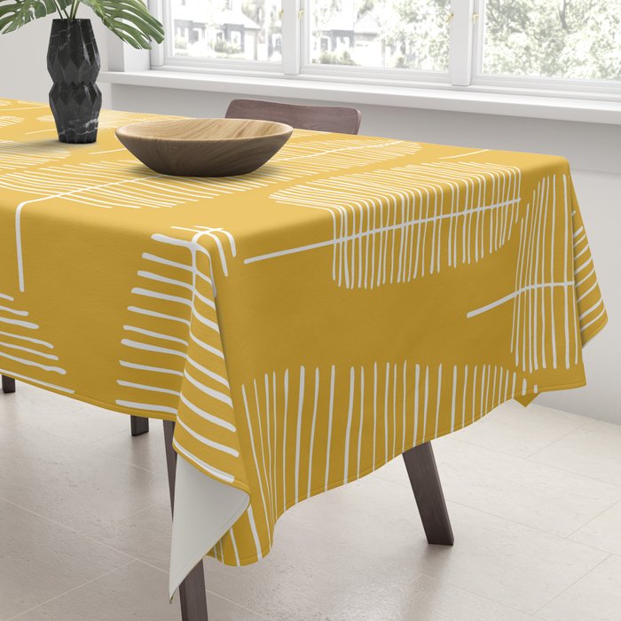 Mid Century Modern Forest Yellow Tablecloth Gallery Image 3