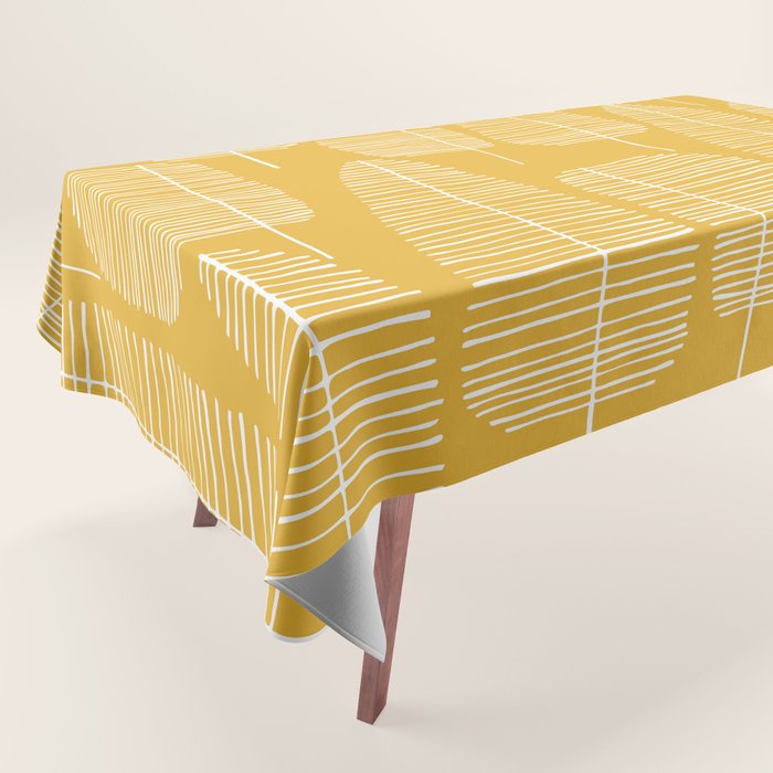 Mid Century Modern Forest Yellow Tablecloth Gallery Image 1