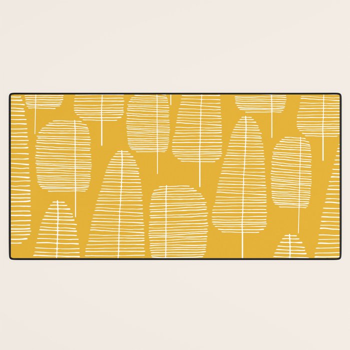 Mid Century Modern Forest Yellow Desk Mat Gallery Image 3
