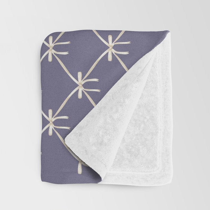 Bows & Ribbons Pattern XXXIII Neutral Lavender Purple Throw Blanket Gallery Image 3