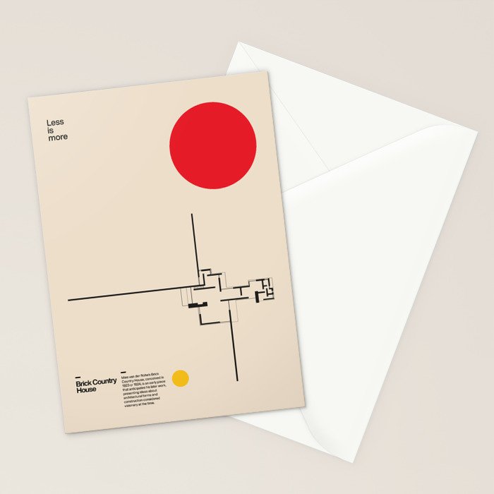 Brick Country House, Ludwig Mies van der Rohe, Minimal Architecture Bauhaus Design Stationery Card Gallery Image 2