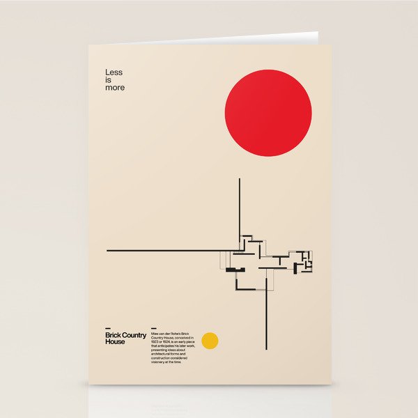 Brick Country House, Ludwig Mies van der Rohe, Minimal Architecture Bauhaus Design Stationery Card Gallery Image 2